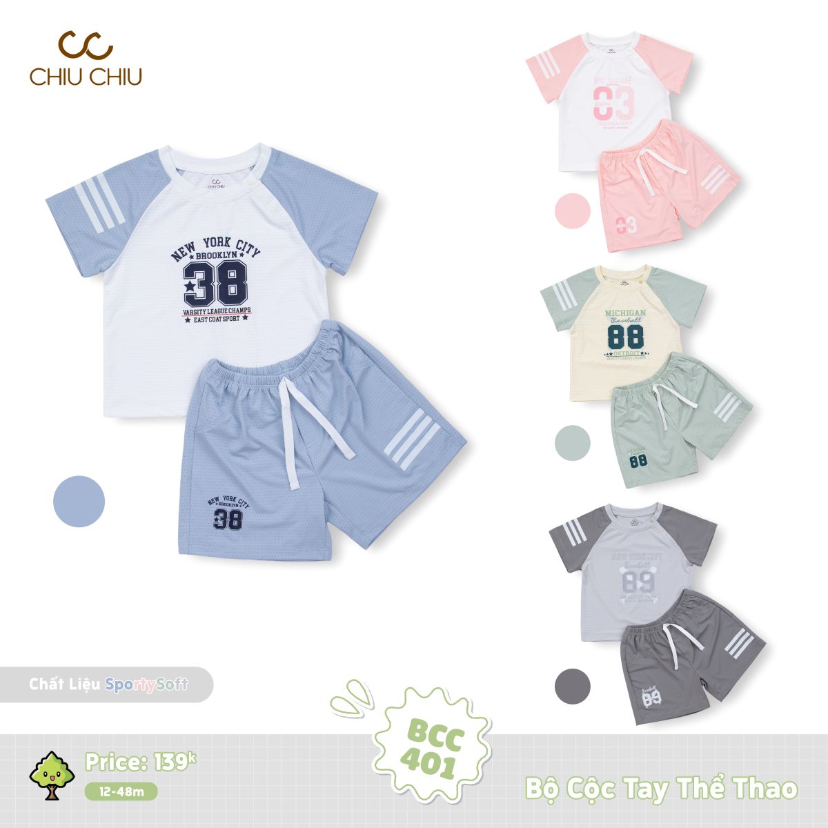  Bộ Cộc Tay Thể Thao BCC 401 