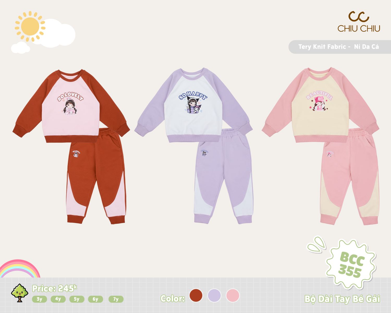  Bộ Dài Tay Bé Gái BCC 355 