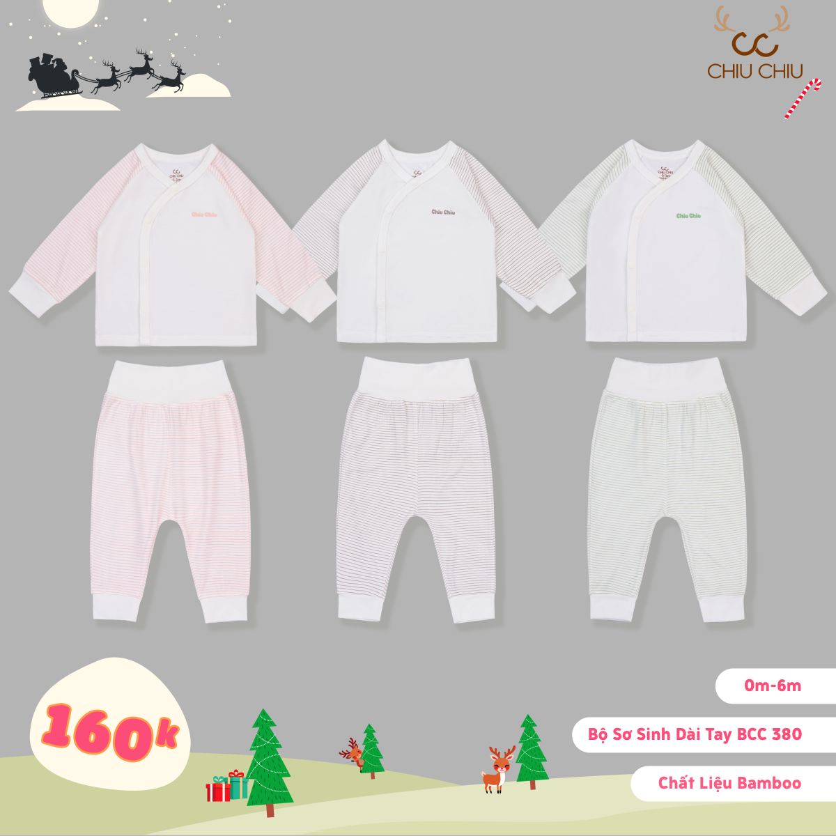  Bộ Sơ Sinh Dài Tay BCC 380 