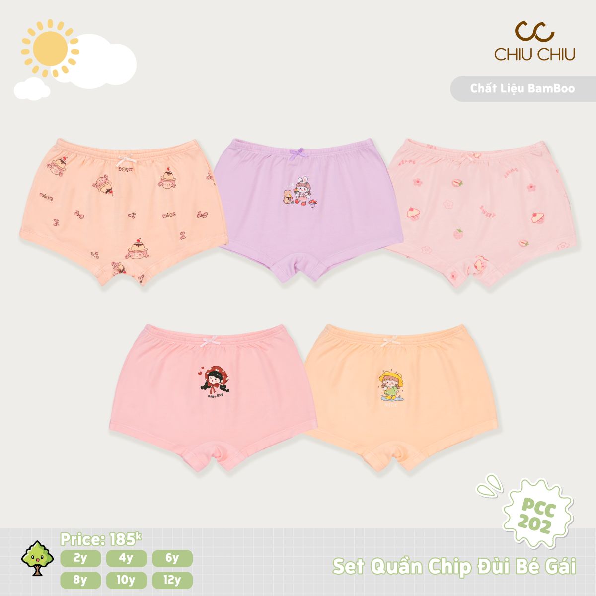  Set Quần Chip Đùi Bé Gái PCC 202 
