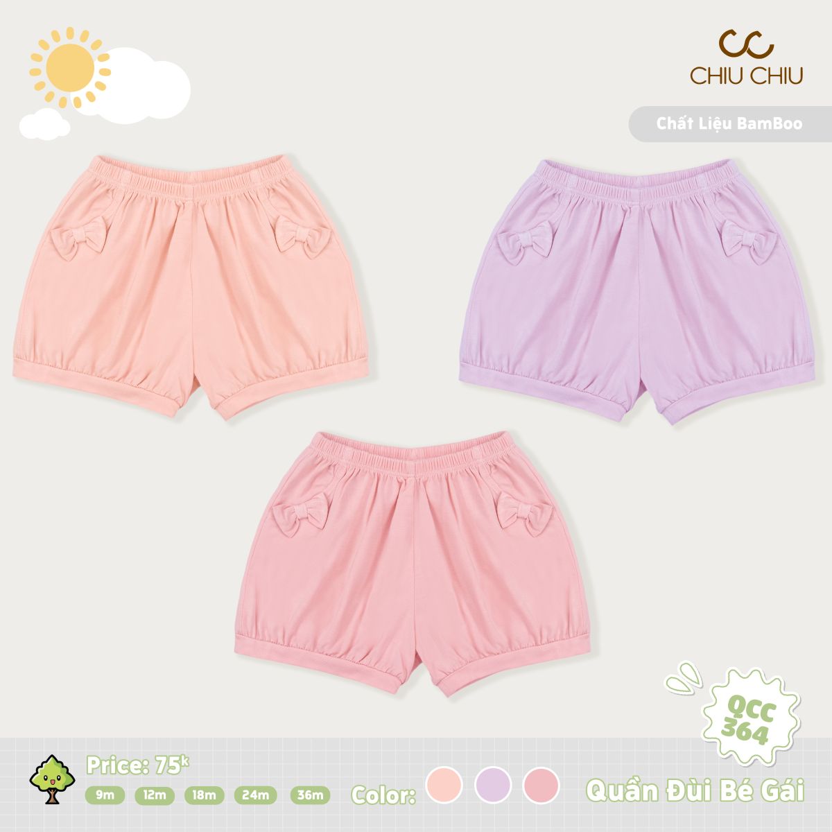  Quần Đùi Bé Gái QCC 364 