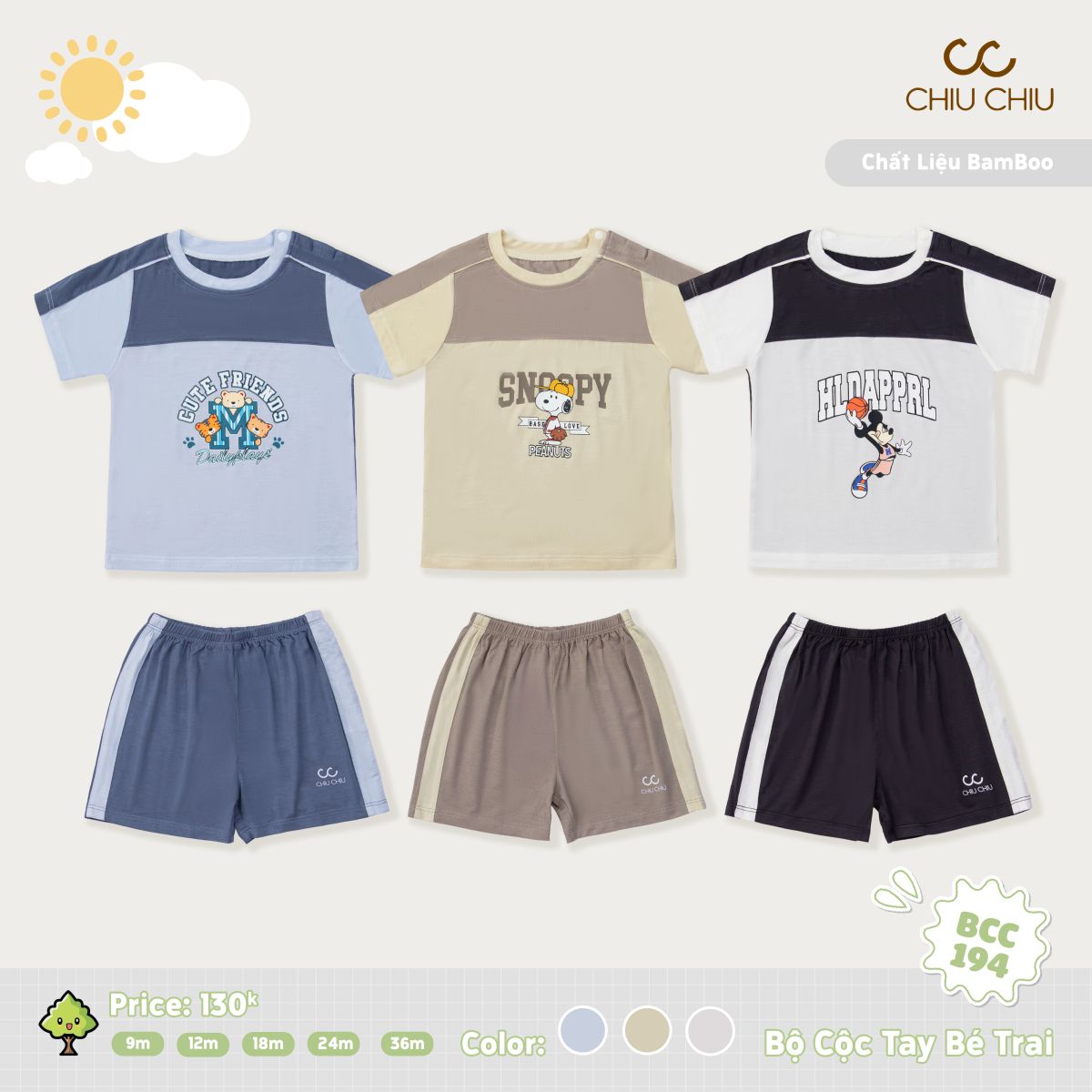  Bộ Cộc Tay Bé Trai BCC 194 