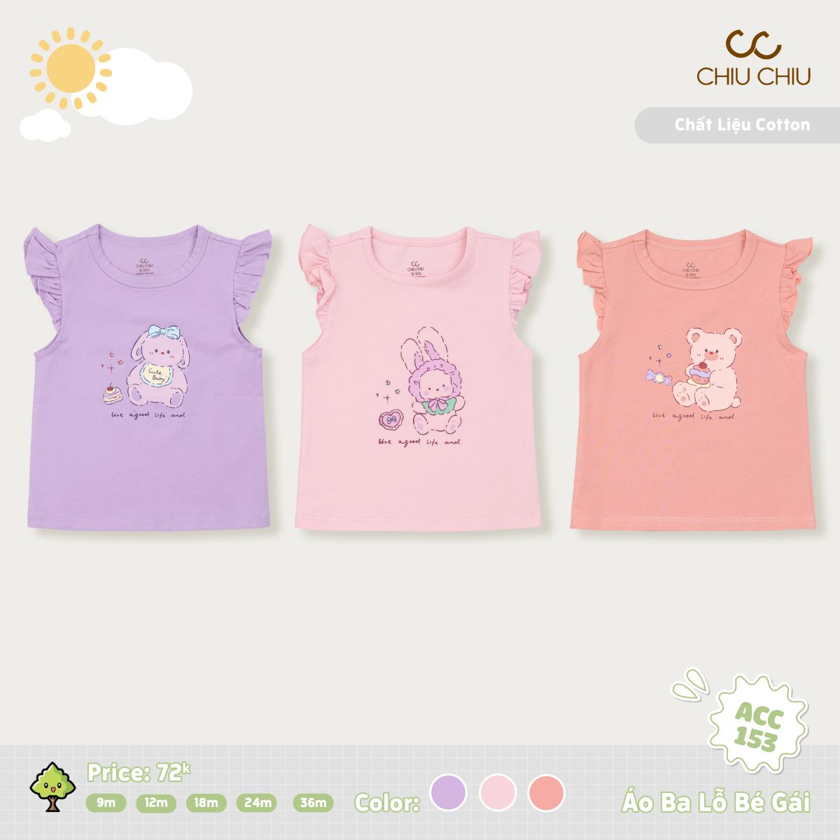  Áo Ba Lỗ Bé Gái ACC 153 