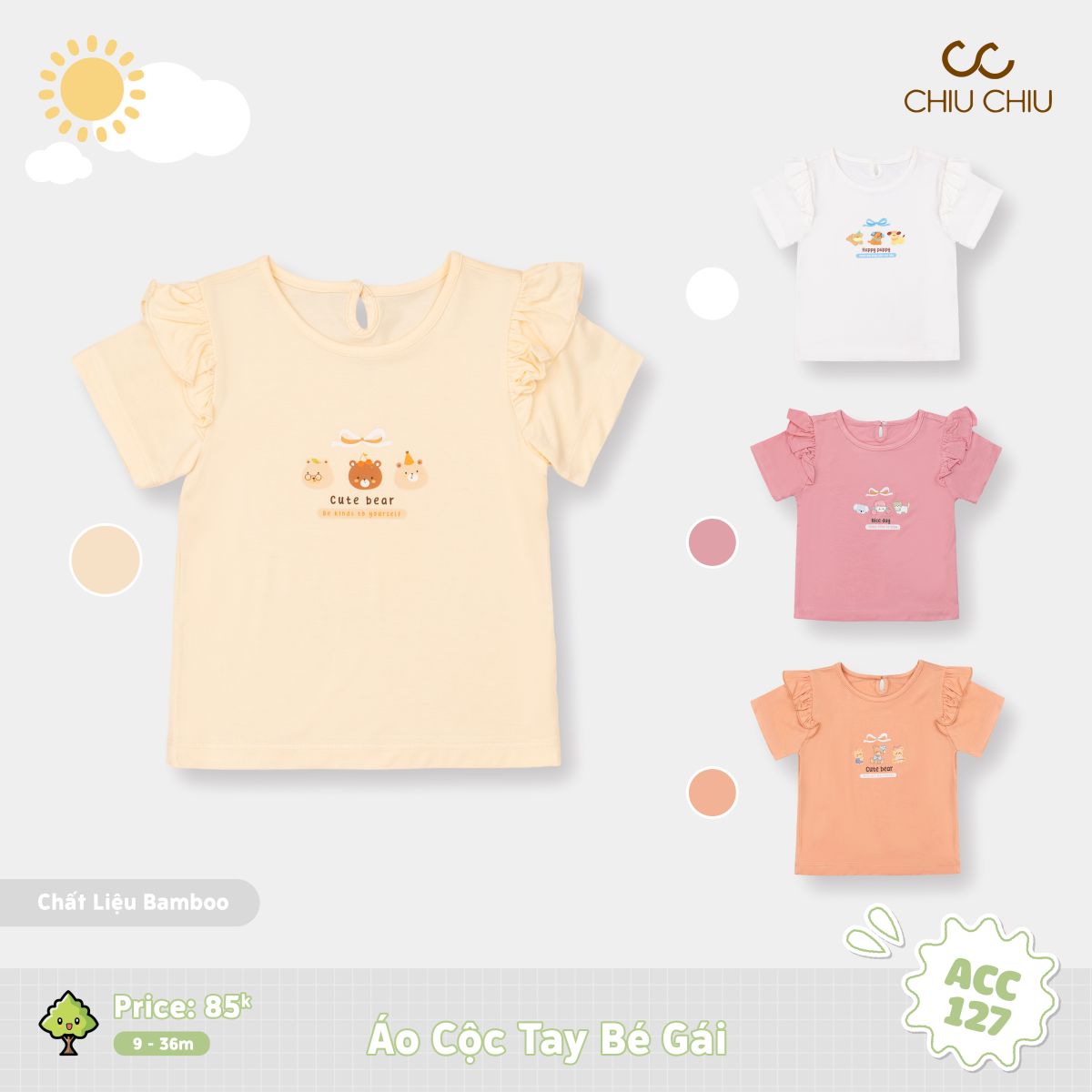  Áo Cộc Tay Bé Gái ACC 127 