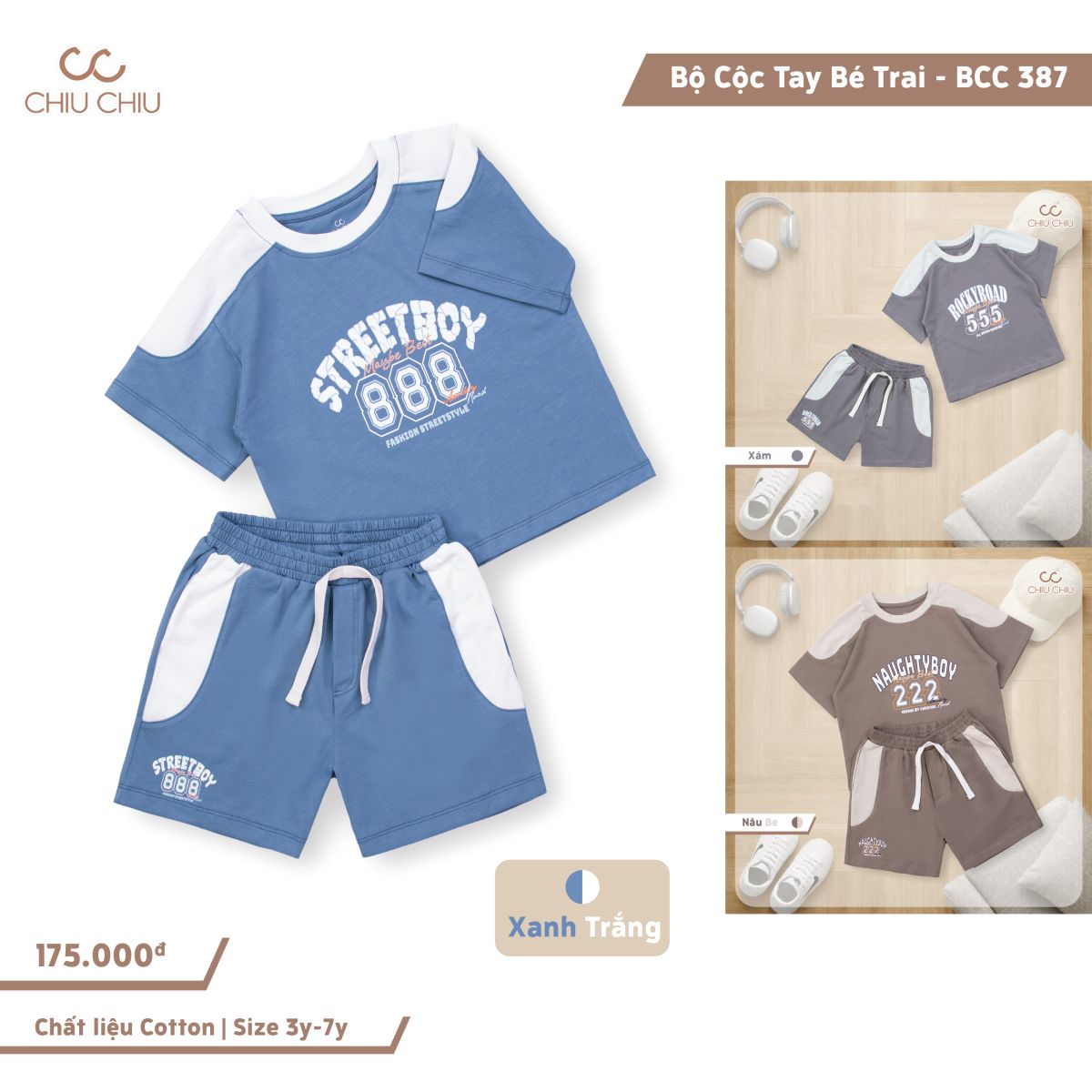  Bộ Cộc Tay Bé Trai BCC 387 