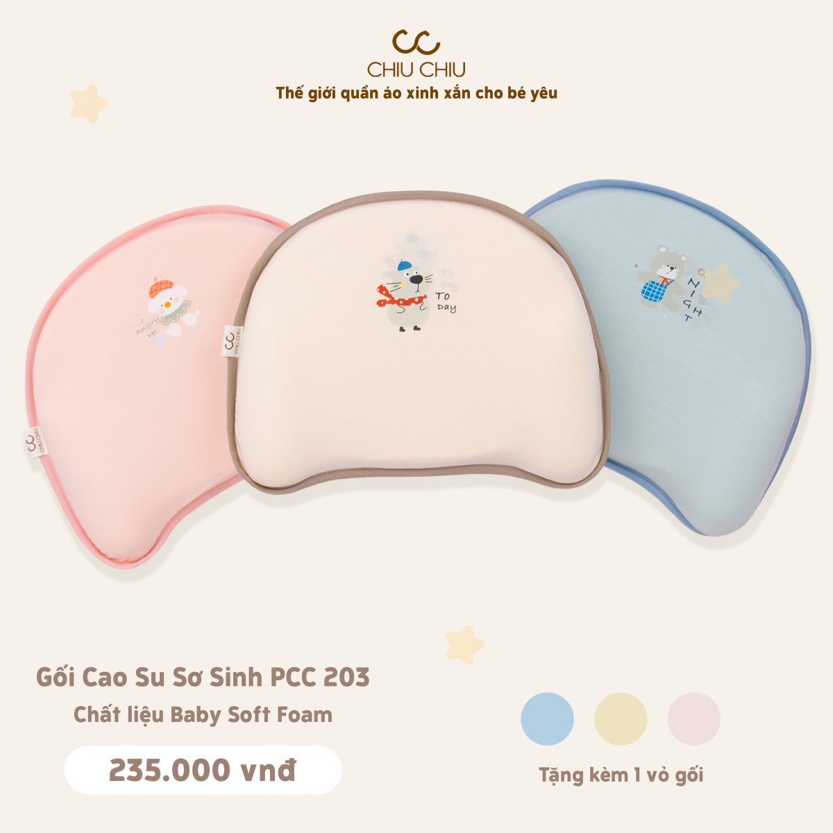  Gối Cao Su Sơ Sinh PCC 203 