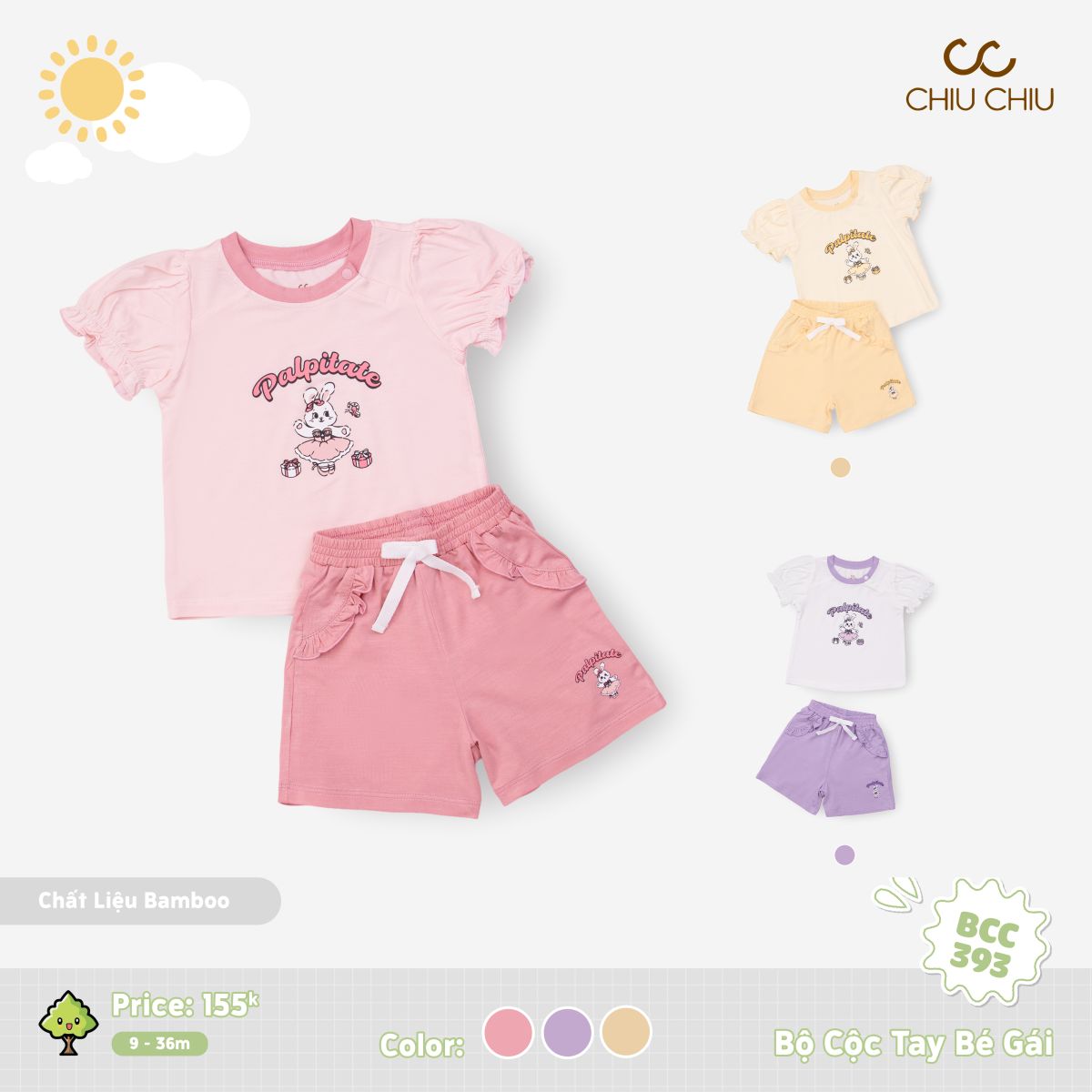  Bộ Cộc Tay Bé Gái BCC 393 