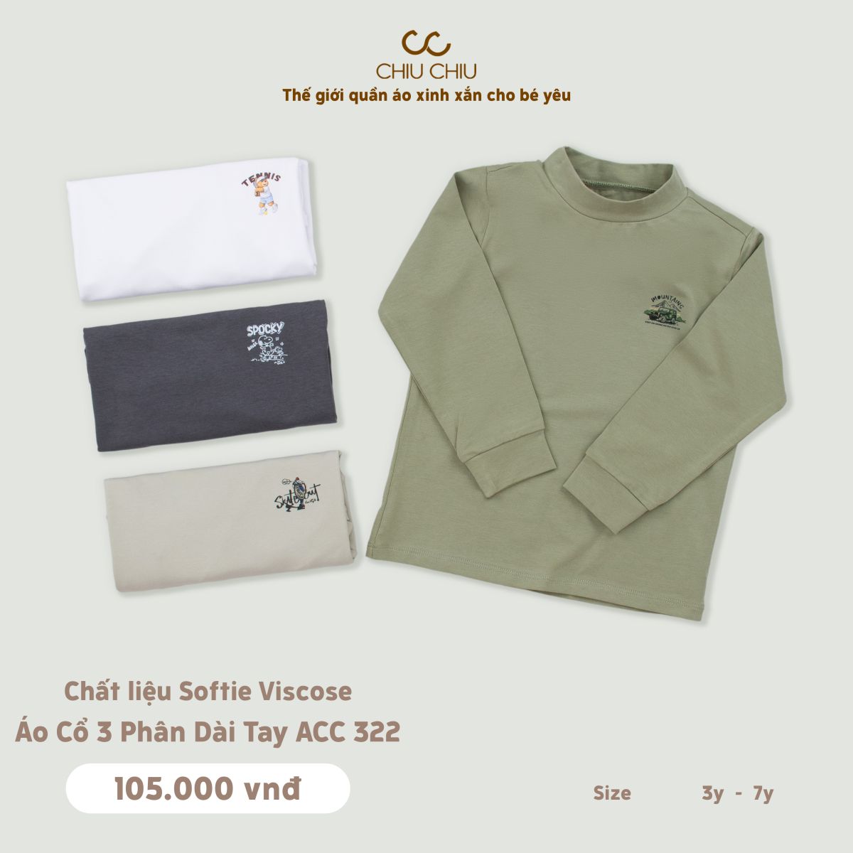  Áo Cổ 3 Phân Dài Tay ACC 322 